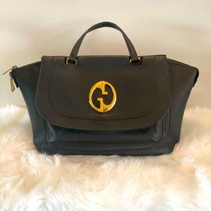 Gucci 1973 handbag in black grained leather